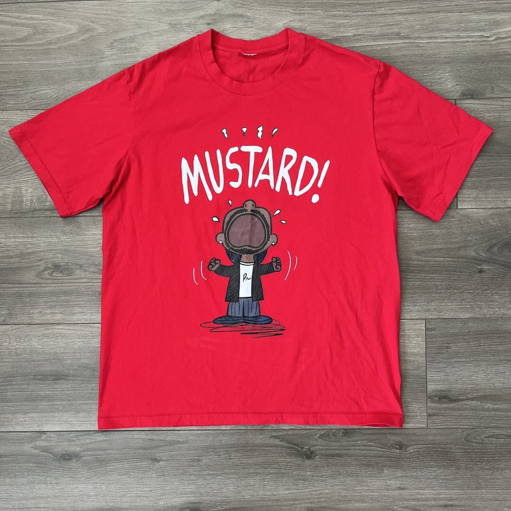 Kendrick Lamar Mustard Not Like Us T Shirt Mens L Red Short Sleeve